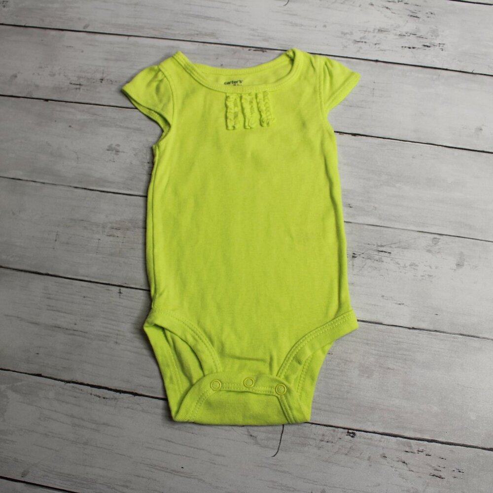 Carter's Baby's Girl's Bodysuit Top Size 3 Months Lime Green Ruffle